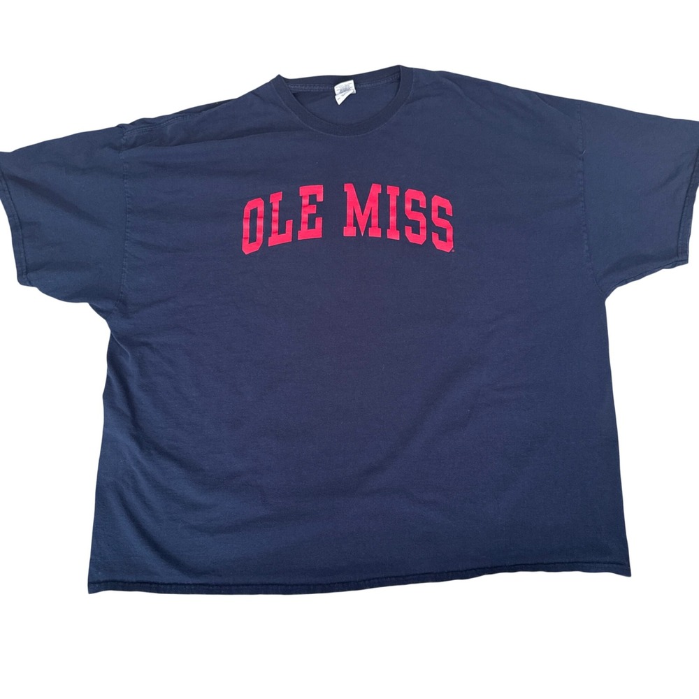 Gildan Ole Miss T-Shirt Mens 5XL Navy Blue University of Mississippi Rebels Tee